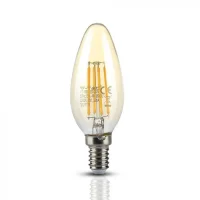 LED Kaars Filament Lamp Amberglas, 4W, 2200K Extra Warm Wit, E14, 350 lumen