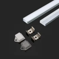 LED Strip Montagekit met Diffuser, Aluminium, 2000x16x7 mm, Melkachtig