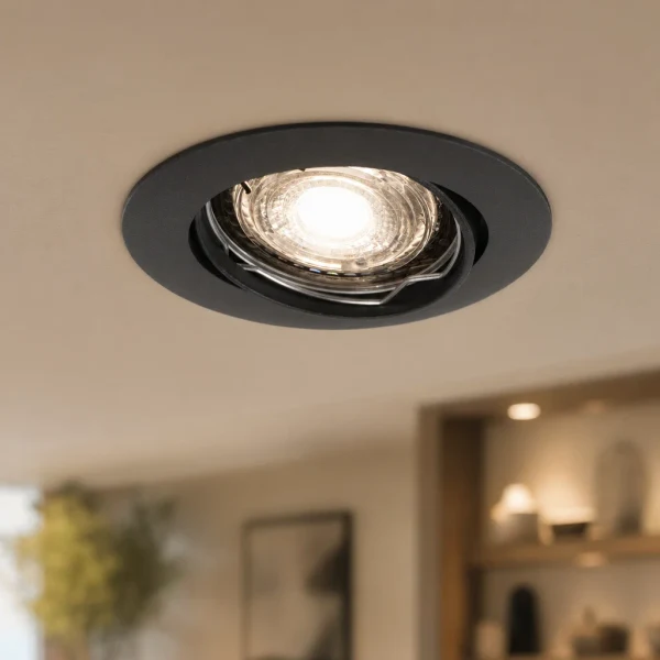 LED GU10 Inbouwspot Armatuur, Rond, Kantelbaar, IP20, Mat Zwart