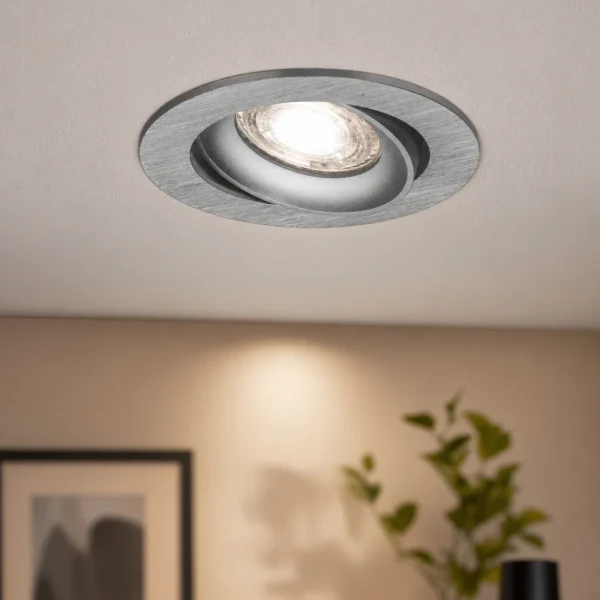 LED GU10 Inbouwspot Armatuur, Rond, Kantelbaar, IP20, Geborsteld Aluminium