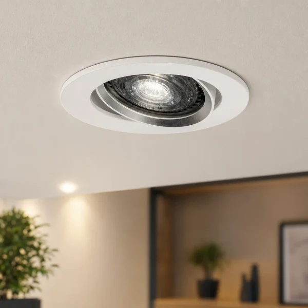 LED GU10 Inbouwspot Armatuur, Rond, Kantelbaar, IP20, Wit + Zilver