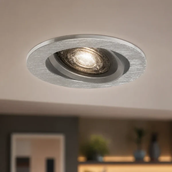 LED GU10 Inbouwspot Armatuur, Rond, Kantelbaar, IP20, Geborsteld Aluminium + Gold