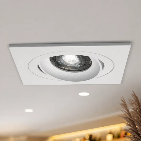 LED GU10 Inbouwspot Armatuur, Vierkant, Kantelbaar, IP20, Mat Zwart