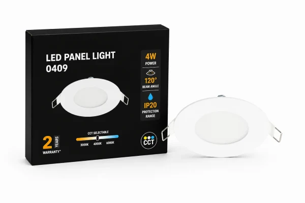 LED Slim Paneel, 4W, 3CCT, Rond, IP20, Wit