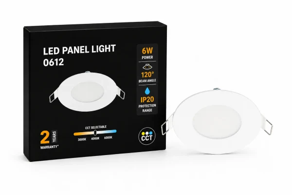 LED Slim Paneel, 6W, 3CCT, Rond, IP20, Wit