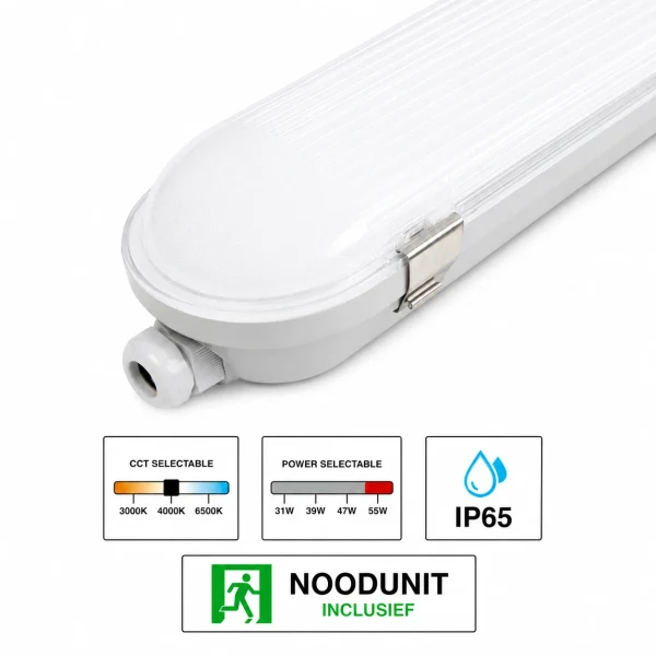 LED Waterdicht Armatuur Pro+, 150 cm, 55W, CCT, IP65, Noodunit