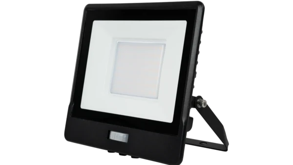 LED Breedstraler met Bewegingssensor, 50W, 3000K, IP65, Zwart