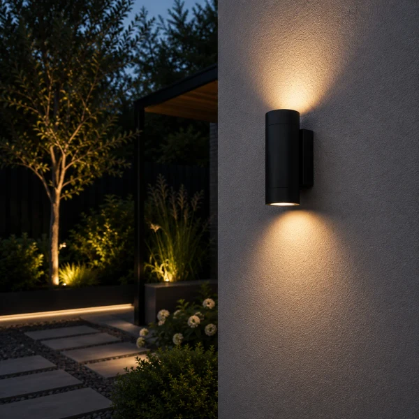 Moderne wandlamp, GU10 fitting, Aluminium, IP65, Zwart