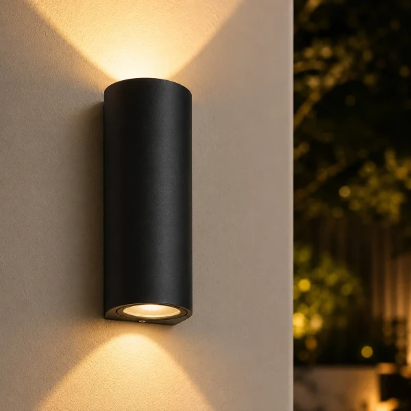 Moderne wandlamp, GU10 fitting, Aluminium, IP65, Zwart