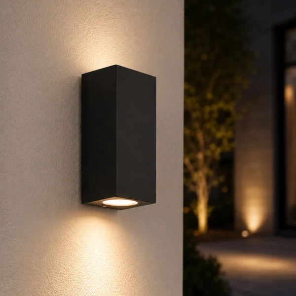 Moderne wandlamp, GU10 fitting, Aluminium, IP65, Zwart