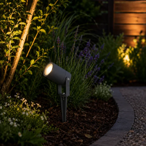 Buitenlamp prikspot, GU10 fitting, Aluminium, IP65, Donkergrijs