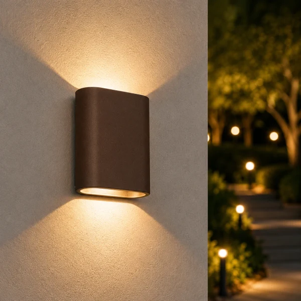 Moderne wandlamp corten, 2x5W, CCT, Aluminium, IP65
