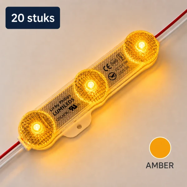 LED module, Amber, 12V, 1W, 180Lm, 180°, IP68