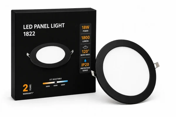 LED Slim Paneel, 18W, 3CCT, Rond, IP20, Zwart