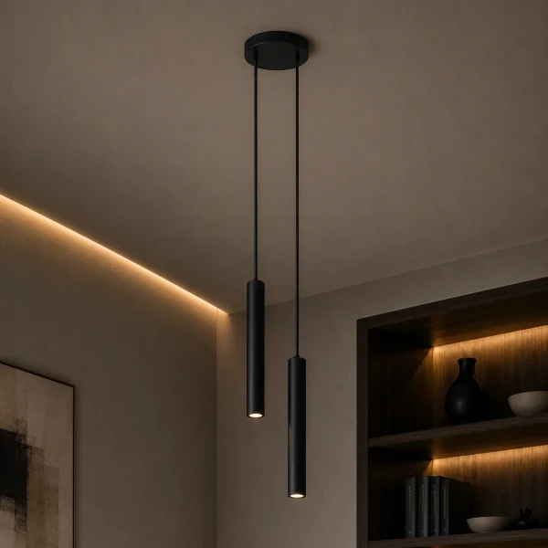 Hanglamp HOLA 2, Zwart, 2-Lichts, Ø170 mm, IP20