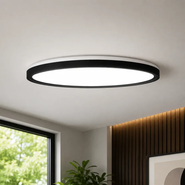 LED Plafondlamp, 48W, Ø50 cm, CCT 3000K-4000K-6500K, IP54, Zwart