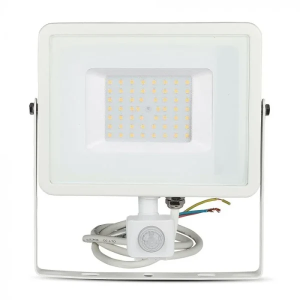 LED Breedstraler, 50W, SMD, PIR Sensor, Samsung LED Chip, 6400K, Witte Behuizing