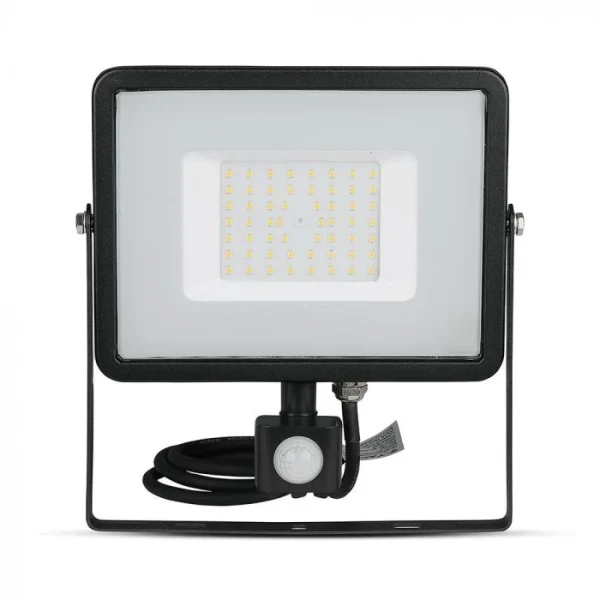 LED Breedstraler, 50W, SMD, PIR Sensor, Samsung LED Chip, 6400K, Zwarte Behuizing