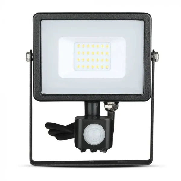 LED Breedstraler met Bewegingssensor, 20W, 3000K Warm Wit, 1600lm, IP65, Zwart