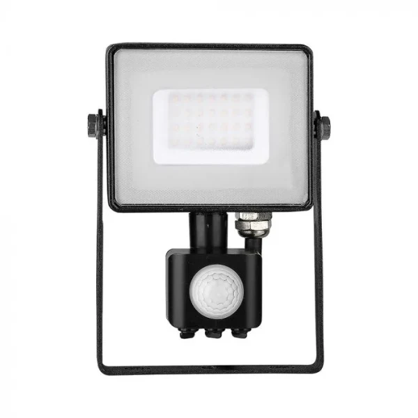 LED Breedstraler met Bewegingssensor, 30W, 6400K Wit, 2400lm, IP65, Zwart