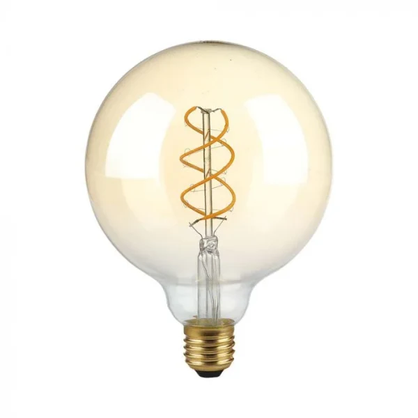 LED Filament Lamp G125, 5W, 1800K Amberglas, E27, 250 lumen